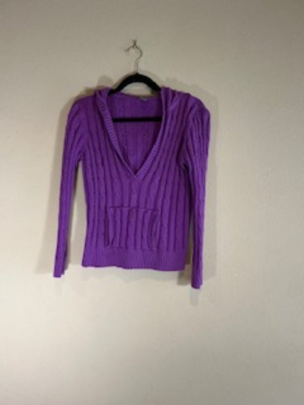 Ann Taylor Cable Knit Hooded Sweater • 100% Cotton • Size M